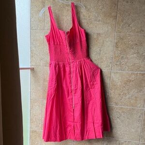 Anthropologie The Tommie Sleeveless Scoop-Neck Smocked Front-Zip Shirt Dress L